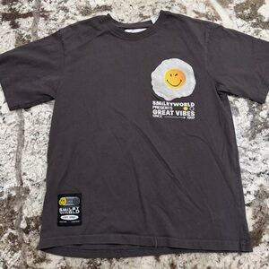 Zara Kids Charcoal Tee with Yellow Smiley Egg Graphic